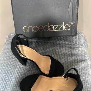 Shoe Dazzle Black Suede Heels